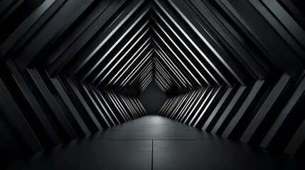 Naklejka premium Symmetrical overlapping geometric shapes in monochromatic tones creating a futuristic abstract space