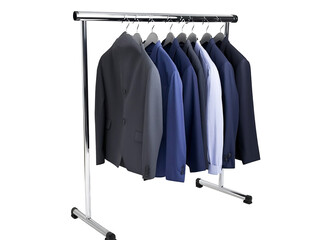 a rack of suits on swingers