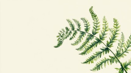 Watercolor Painting of a Fern Branch