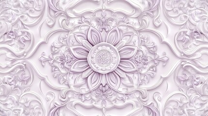 Elegant 3D Floral Design on Lavender Wall