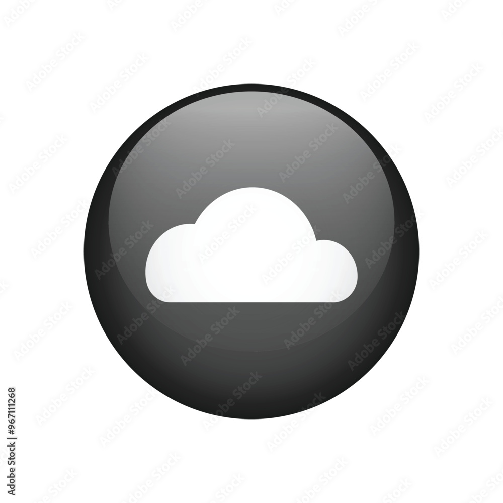 Poster cloud realistic circle button icon isolated on white background. vector