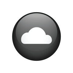 Cloud realistic circle button icon isolated on white background. Vector