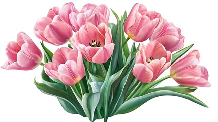 Fototapeta premium Delicate Pink Tulips Bouquet