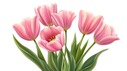 Naklejka premium Delicate Pink Tulips Bouquet
