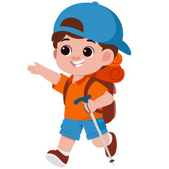 Boy Hiking Illustration