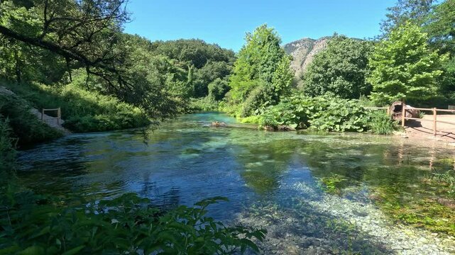 Blue eye river, Albania. Fairy magical river with Turquoise and green water in Muzine, Finiq, Albania, Europe.