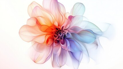 Obraz premium Abstract Flower with Delicate Petals and Hues of Pink, Orange, and Blue