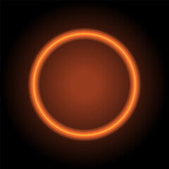 Rec, musical simple icon. Flat design. Orange neon on black background