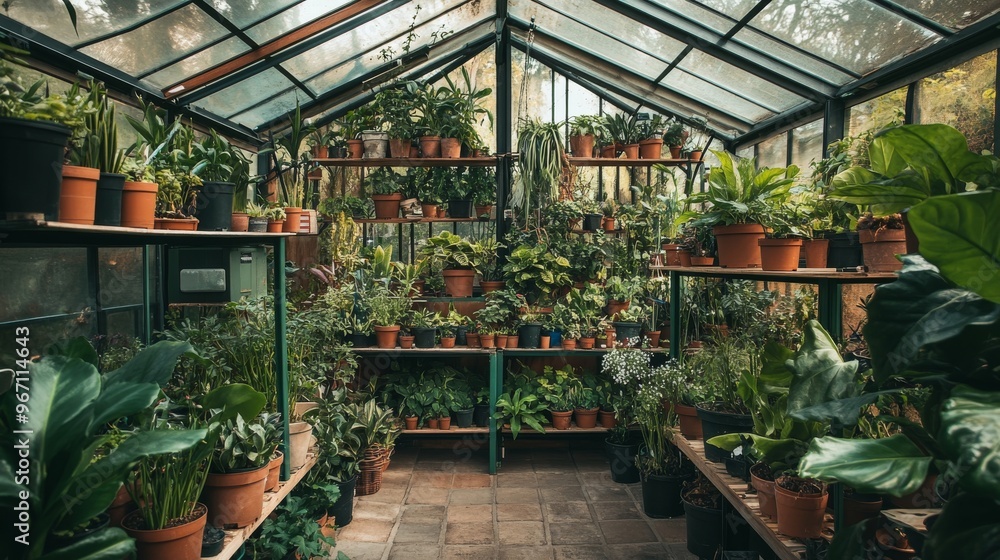 Sticker a greenhouse full of indoor house plants