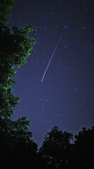 Falling star in the night sky