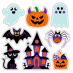 Creepy & Cute Halloween Vector Sticker Collection