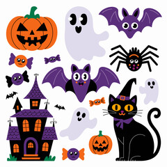 Creepy & Cute Halloween Vector Sticker Collection