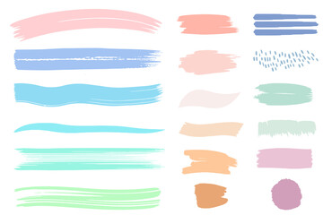 Pastel brush strokes. Set of hand drawn backgrounds and brush strokes in pastel colors. Colorful brushstroke.