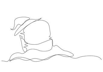 Continuous single line sketch drawing of spooky horror scary gravestone grave cemetery memorialhalloween concept one line art vector illustration