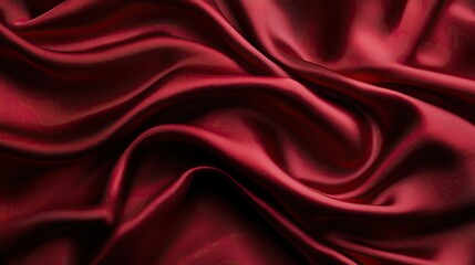 Obraz premium Luxurious red silk fabric with graceful folds and smooth texture, perfect for elegant designs and fashion backgrounds.