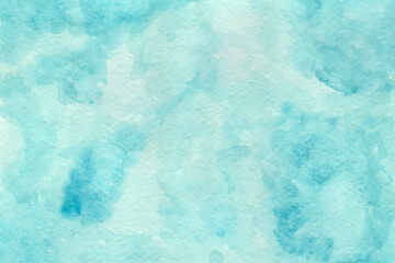 Sky blue Aquarelle paint paper textured canvas element, hand drawn watercolor illustration, painting soft blue textured on wet white paper, Light sky blue brush painted watercolor background.