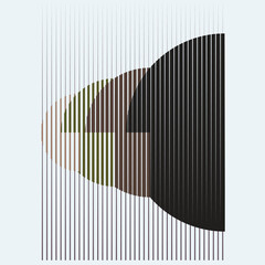 Rectangle Logo with lines, circles, ovals .Modern art design .Black Vector stripes .Straight speed lines .Geometric shape. Wall art .