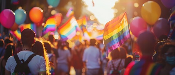 People participate in the pride parade 