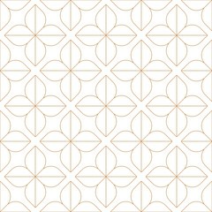 Fototapeta premium Gold and white thin line seamless vector pattern. Simple geometric line pattern. Oriental art deco texture background.