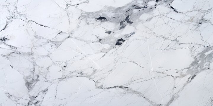 White marble stone close-up panoramic texture flat lay background