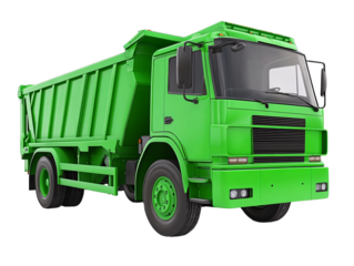 a green dump truck with a white background