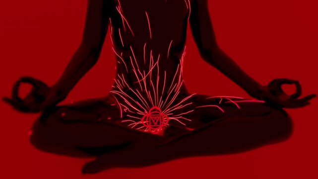 cyclic 3D rendering. Muladhara chakra in esotericism.