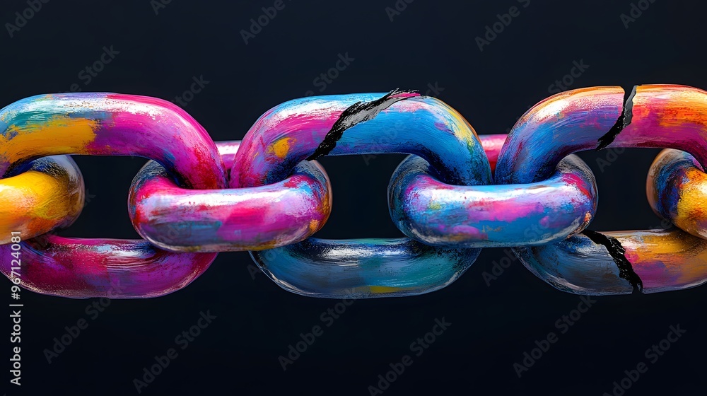 Poster broken colorful chain link abstract background