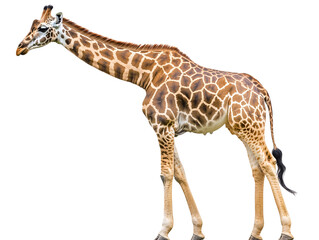 a giraffe standing on a white background