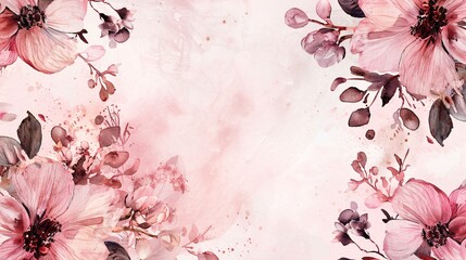 95. Detailed wedding invitation set with a charming pink floral watercolor frame, ideal for adding a touch of elegance to a special day