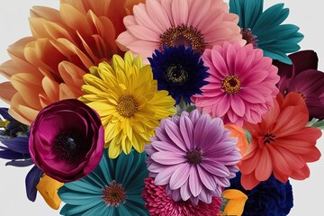 Vibrant Floral Collage with Multicolored Petals in Contemporary Digital Art