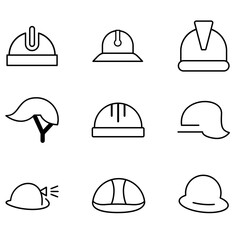 This image contains a collection of icons that are related to industrial safety helmets