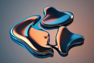 Obraz premium Stylish 3D Metallic Liquid Shape Isolated on Bright Background