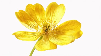 119. Beautifully rendered buttercup flower illustration on a white background, emphasizing the vivid yellow petals and delicate structure of the flower