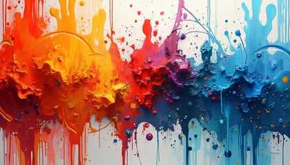 Fototapeta premium spontaneous abstract background with vibrant paint splashes