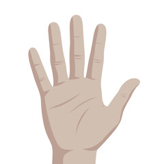 Obraz premium Human hand up. Hand drawn image of a hand up isolated on white background. Vector illustration.