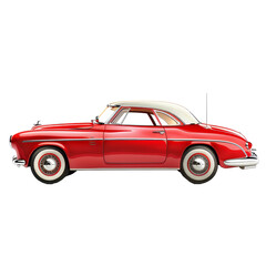 Fototapeta premium Classic red convertible car parked in an urban area showcasing timeless design during a sunny daytime