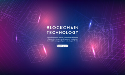 Blockchain technology.Hi-tech Modern futuristic design. Abstract technology vector illustration background.
