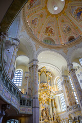 Interior of the Frauenkirche Church of Our Lady Lutheran church in Dresden, Saxony, Germany