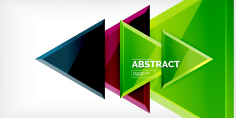 Fototapeta premium Abstract background - colorful triangles with 3d effect. Vector Illustration For Wallpaper, Banner, Background, Card, Book Illustration, landing page