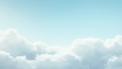 serene dreamy background with fluffy clouds in blue and white gradients, calming with copy space