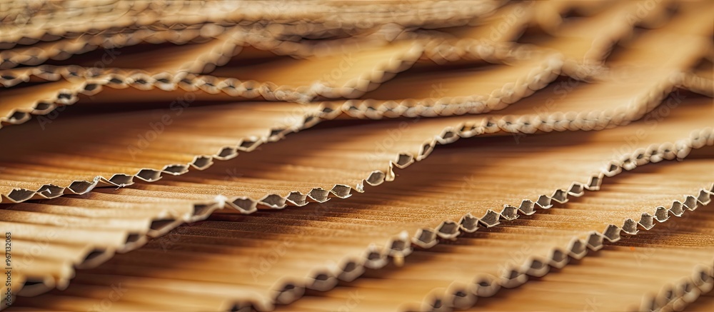 Poster layers of corrugated cardboard are neatly arranged on the table creating a nice copy space image