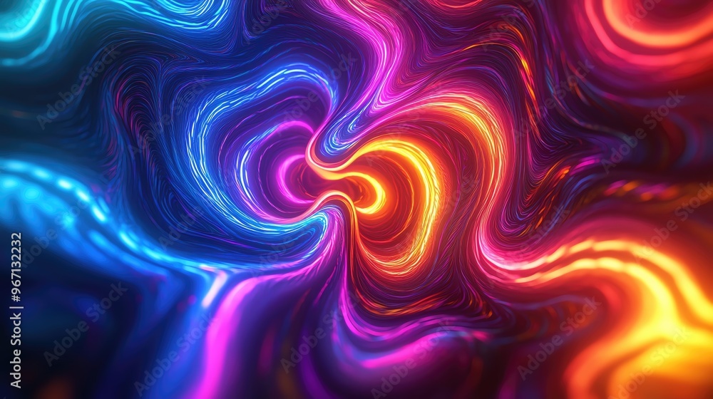 Poster a vibrant swirl of colors illuminating a fluid motion, creating a mesmerizing abstract background fo