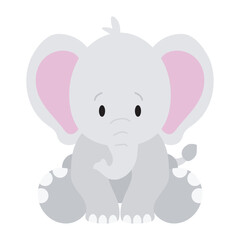 Fototapeta premium Cute sitting baby elephant vector cartoon illustration