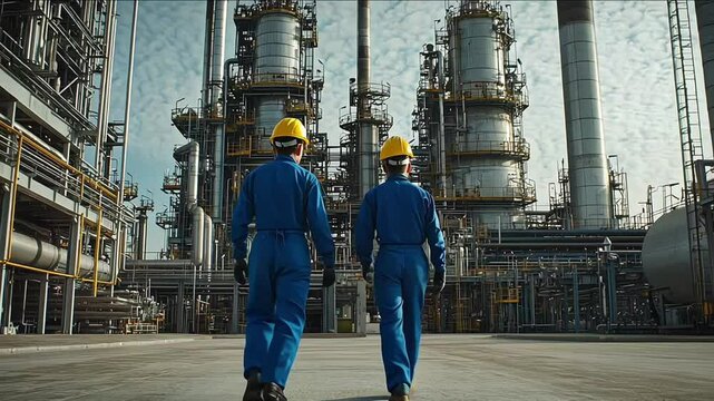 Professional engineer working in a petroleum refinery, Oil refinery and gas processing plant