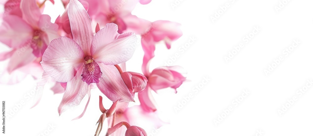Aufkleber isolated pink dendrobium orchid on white background with copy space image concept