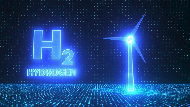 4k video 3D Animation, Green Hydrogen Production. ProRes 4444