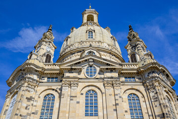 Fototapeta premium Frauenkirche Church of Our Lady Lutheran church on the Neumarkt square in Dresden, Saxony, Germany