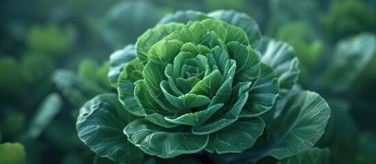 Fototapeta premium A herb with fleshy leaves forming a rosette shape. Creative banner. Copyspace image