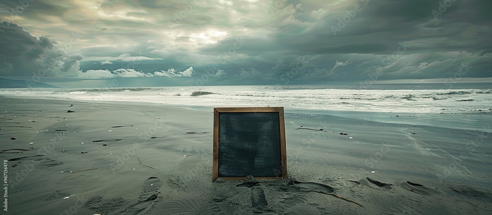 Leinwandbilder a desolate beach like a blank blackboard invites messages with a copy space image
