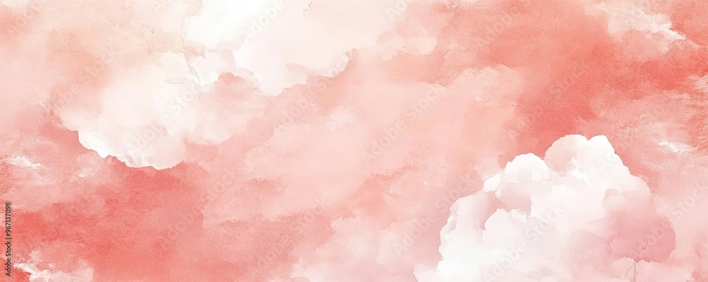 Poster Serene watercolor clouds in shades of soft pink, creating a calming atmosphere perfect for backgrounds and artistic projects.